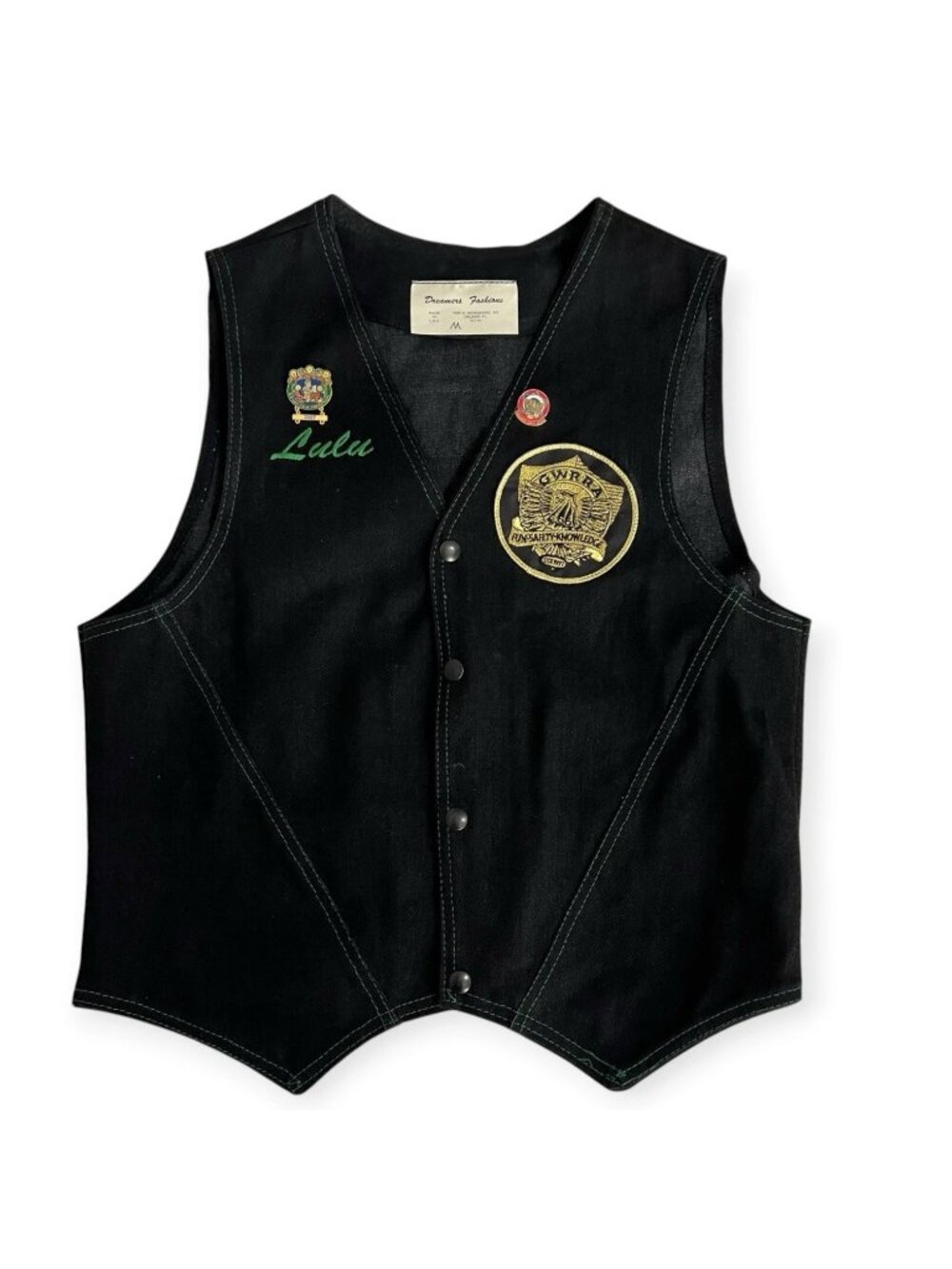 Vtg GWRRA Gold Wing Road Riders Motorcycle Vest San Fernando Ca Black Denim L